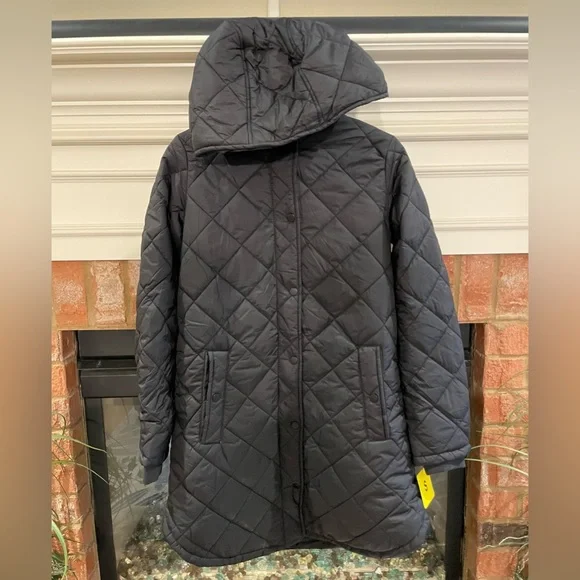 Weatherproof Hooded Diamond Quilted Black Coat XL - Picture 3 of 7